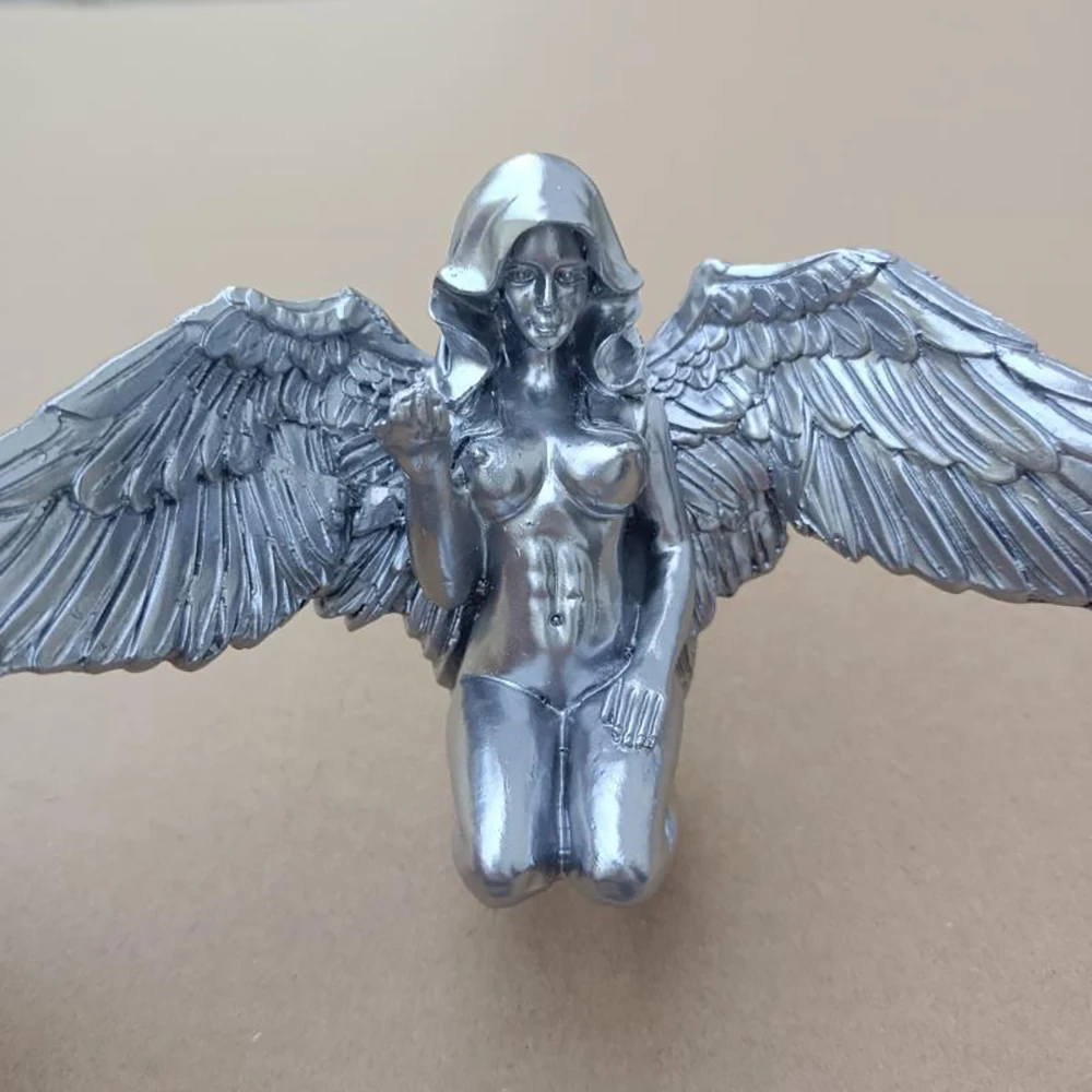 Silver and Gold Angel Wings Resin Handicraft Desktop Decoration 20x9x8cm Gardening Decoration Gift Doll Figure