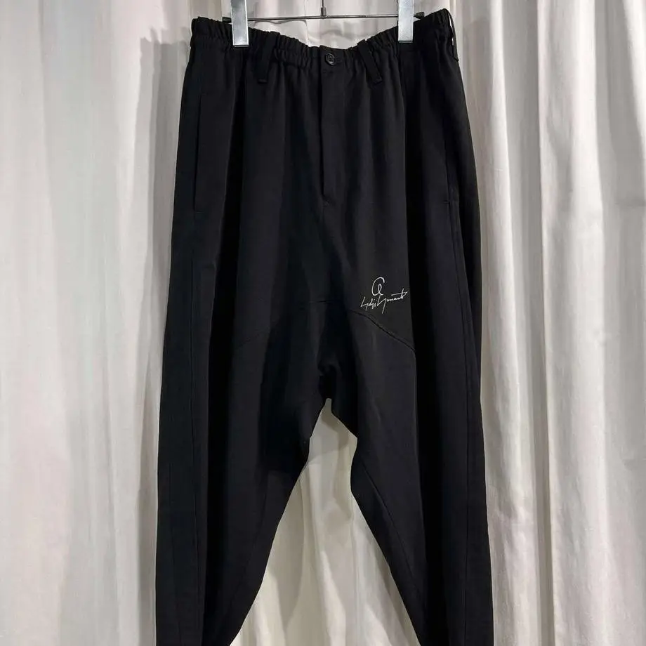 TOP-YAMAMOTO ® Old Man Style Casual Pants Men's Black Elastic-Waist Loose-Fitting Long Pants