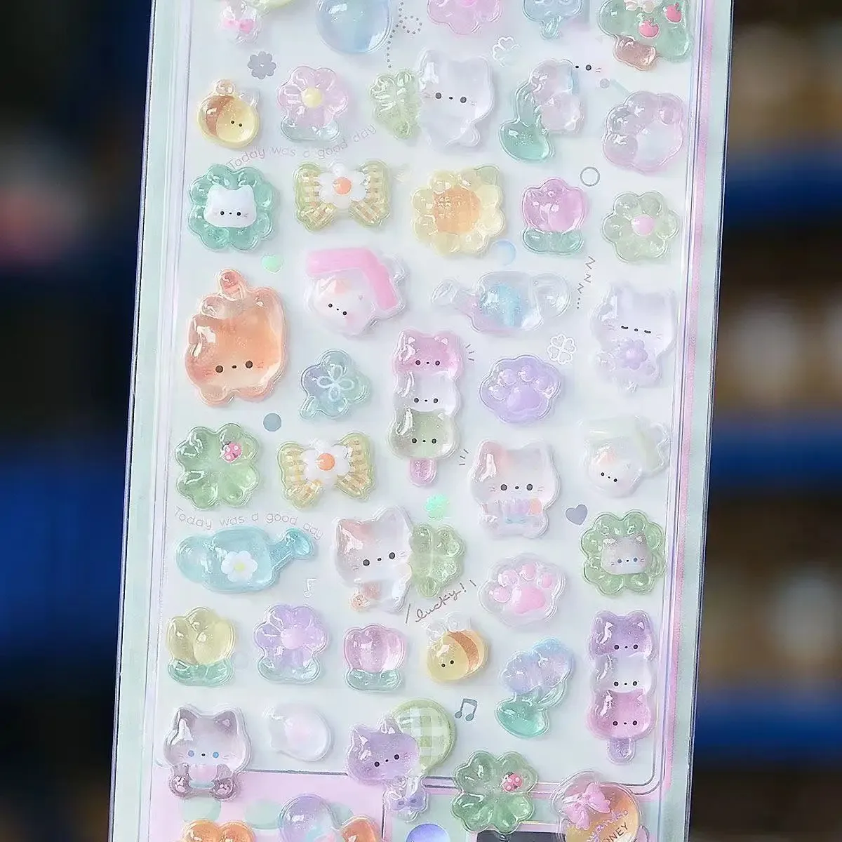 1-6pcs Kawaii 3D Jelly Resin Stickers Cute Cartoon Sparkle Transparent Decals for Scrapbooking Phone Case Laptop DIY Decor. image 3
