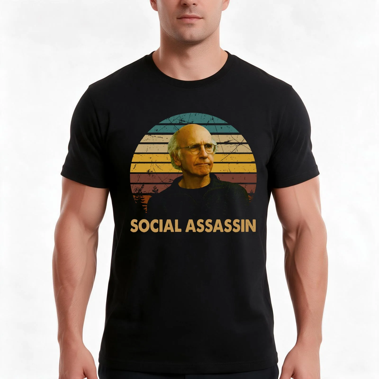 Vintage Retro Tv Show Vintage Curb Art Your Enthusiasm Films Social Assassin T-Shirt Summer Casual Cotton Tee Unisex Men Women
