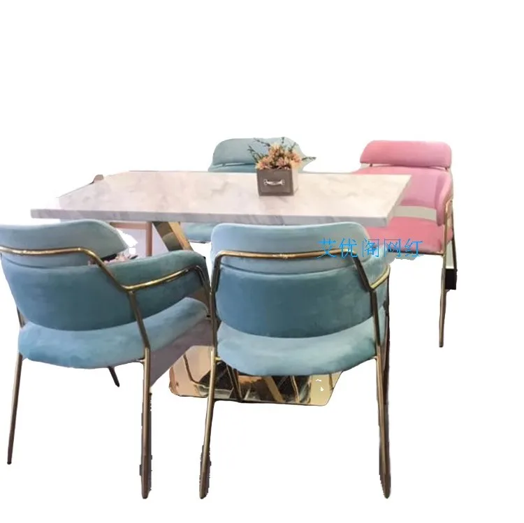 

Light luxury negotiation sales department marble small round table square table western food cafe milk tea shop dessert sh