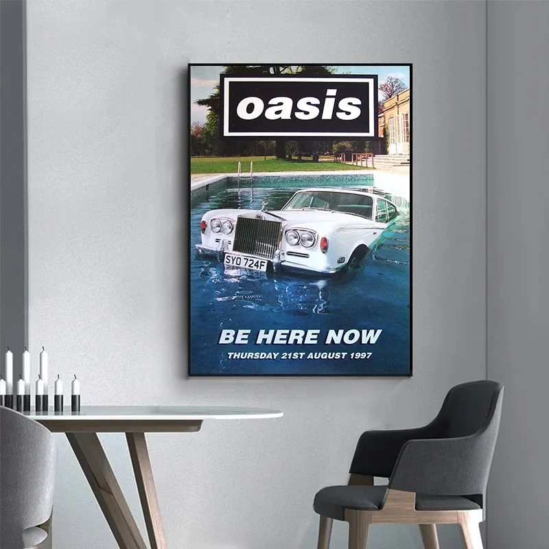 Oasis Band Poster Hot Music Poster Album Canvas Printing Poster Wall Art Decor Black and White for Home Living Room Decoration