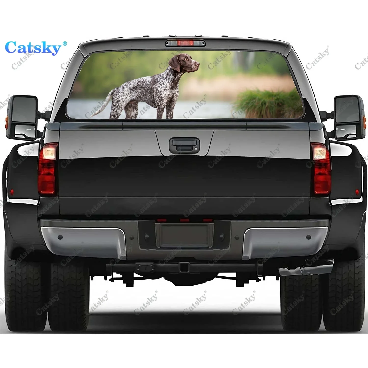 

German Shorthaired Pointer Rear Window Decal Fits Pickup,Truck,Car Universal See Through Perforated Back Window Vinyl Sticker