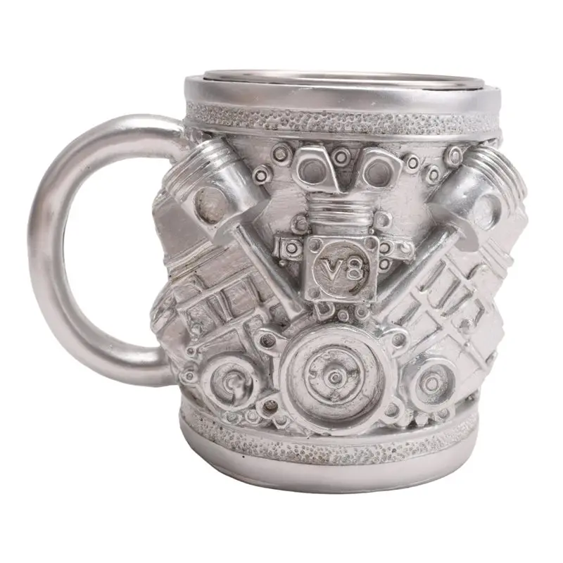 محركات V8 لكوب القهوة لمحرك السيارة مع مقبض معزول-قدح قهوة من الفولاذ المقاوم للصدأ هدية لمحبي السيارات-A57X #3
