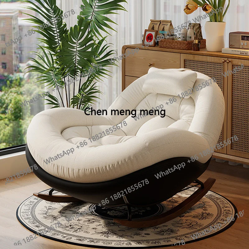 

Chenille Soft Rocking Chair Home Office Lounge Chair Modern Single Relaxing Living Room Bedroom Accent with Headrest