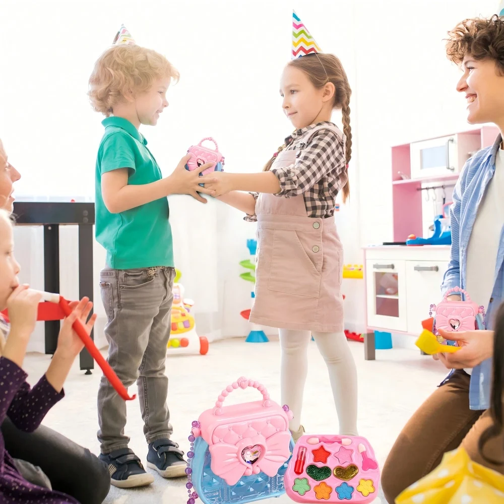 مجموعة ألعاب تلبيس الأطفال: مجموعة مكياج، حقيبة يد بعقدة على شكل فيونكة، حقيبة كروس مجوهرات |   هدية مثالية للحفلات، عيد الميلاد، عيد الميلاد