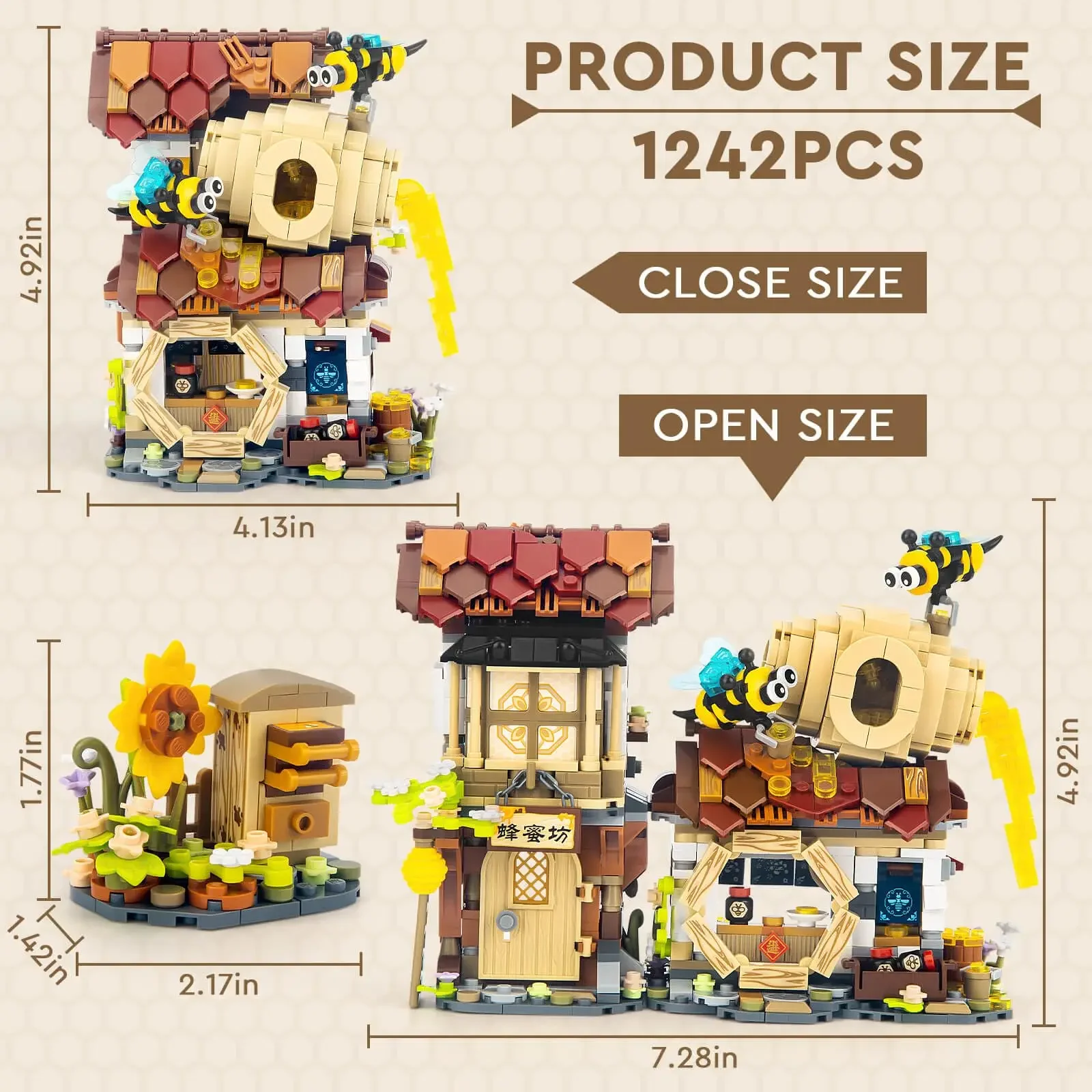 Mini blocchi di costruzione Honey Workshop Creative Farm Street View Giocattoli giapponesi Kit casa 1242 pezzi Collezione per bambini Modello Adulti Adolescenti