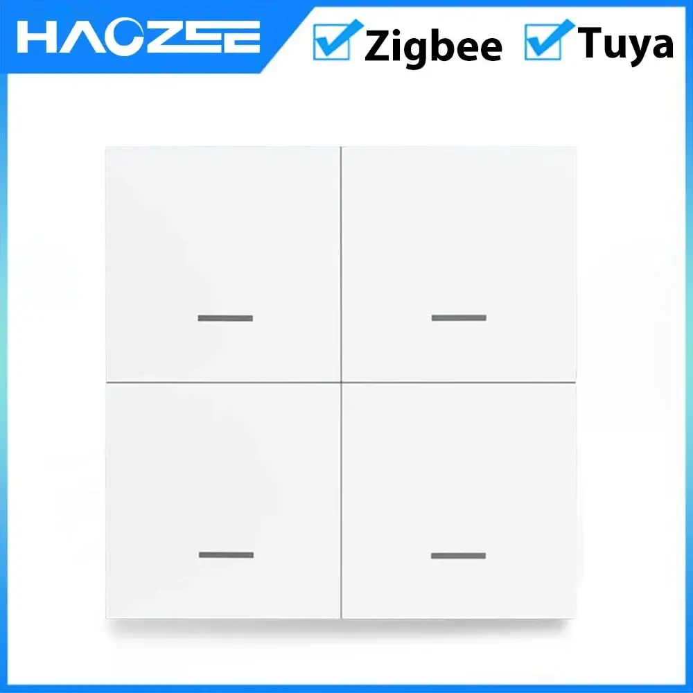 Tuya Smart ZigBee Switch 4 Gang Scenario 12 Scene Switch Push Button Controller Support DeCONZ Zigbee2mqtt Home Assistant