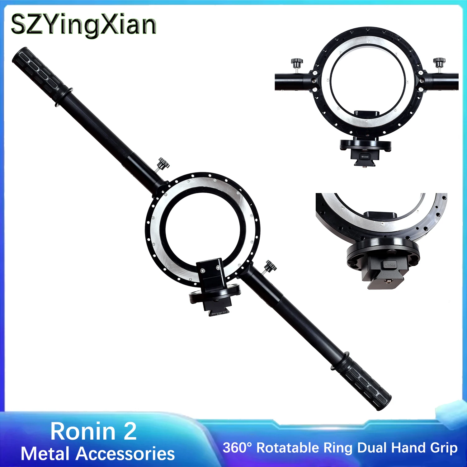 360° Rotatable Ring Dual Hand Grip For DJI Ronin2 Gimbal Stabilizer, Adjustable Two-Handed Bracket Camera Shooting Rig Accessory