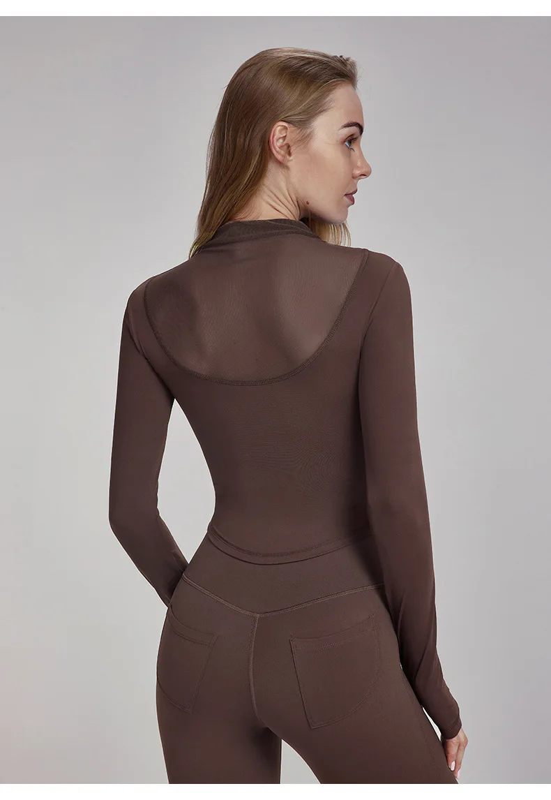 Top with Chest Cushion for Autumn and Winter, Slim Fit and Slimming, Sports Long Sleeved T-shirt for Women, Outdoor Fitness Top