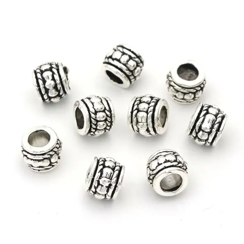 50 stücke Tibetischen Rohr Metall Großes Loch Lose Spacer Perlen Für Schmuck Machen DIY Armband Halskette Zubehör Großhandel Liefert – Detail 8
