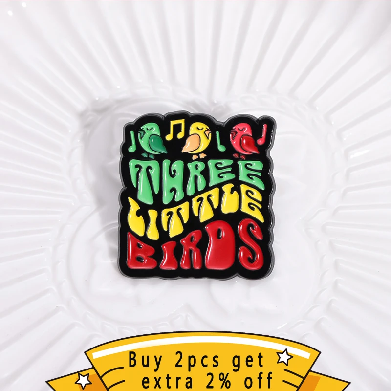 Three Little Birds Sing Enamel Pins The Singing Lark Music Lapel Badge Clothes Backpack Jewelry Brooches Wholesale Gift For Kid