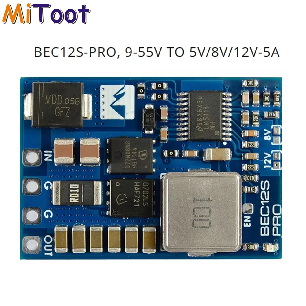 Mateksys BEC12S-PRO 9-55V TO 5V/8V/12V-5A Voltage Regulator BEC Power Module Overcurrent Protection Self-recovery for RC Drone