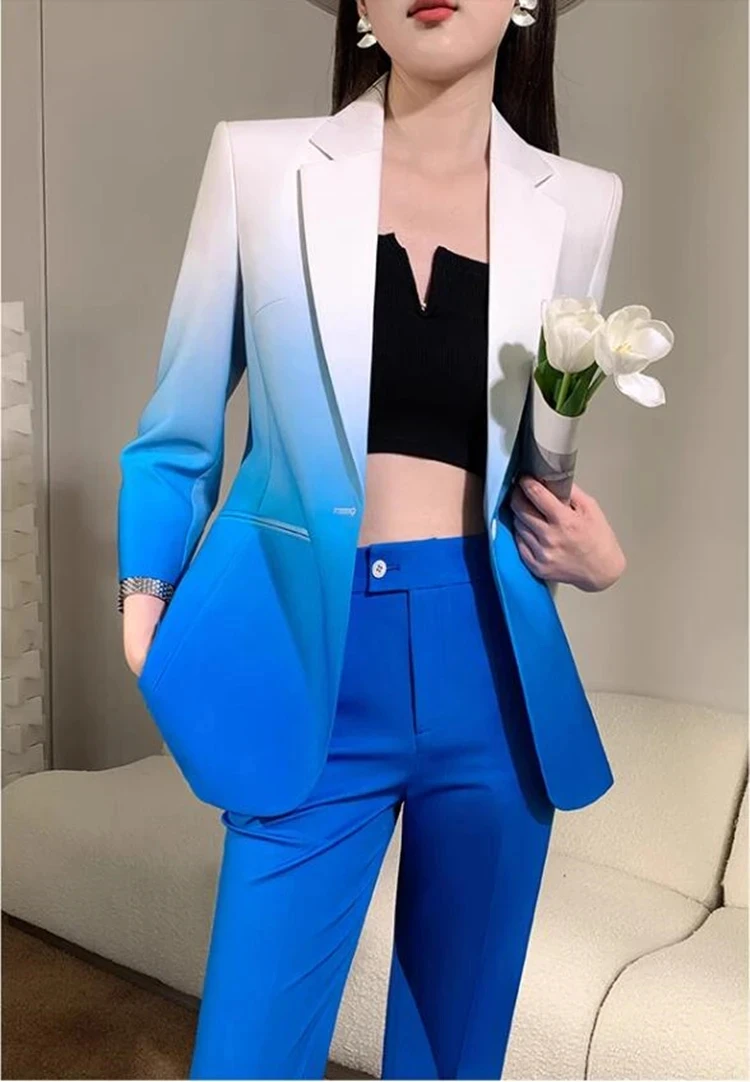 new spring autumn office lady fashion casual brand female women girls coat pants sets suits clothing