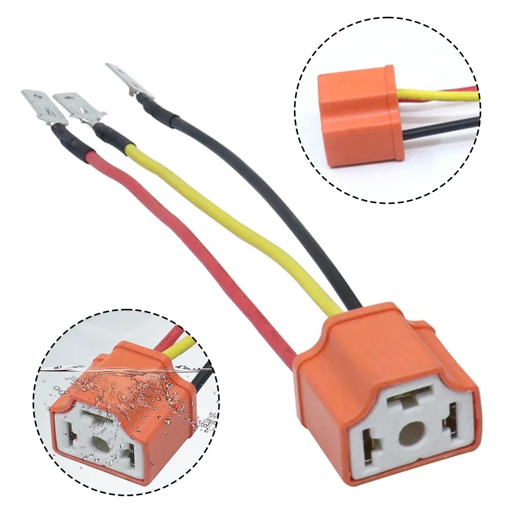 Vehicle Maintenance H4 LED Sockets PVC Wire Connector Orange Quick Installation High-quality Materials Non-deformable