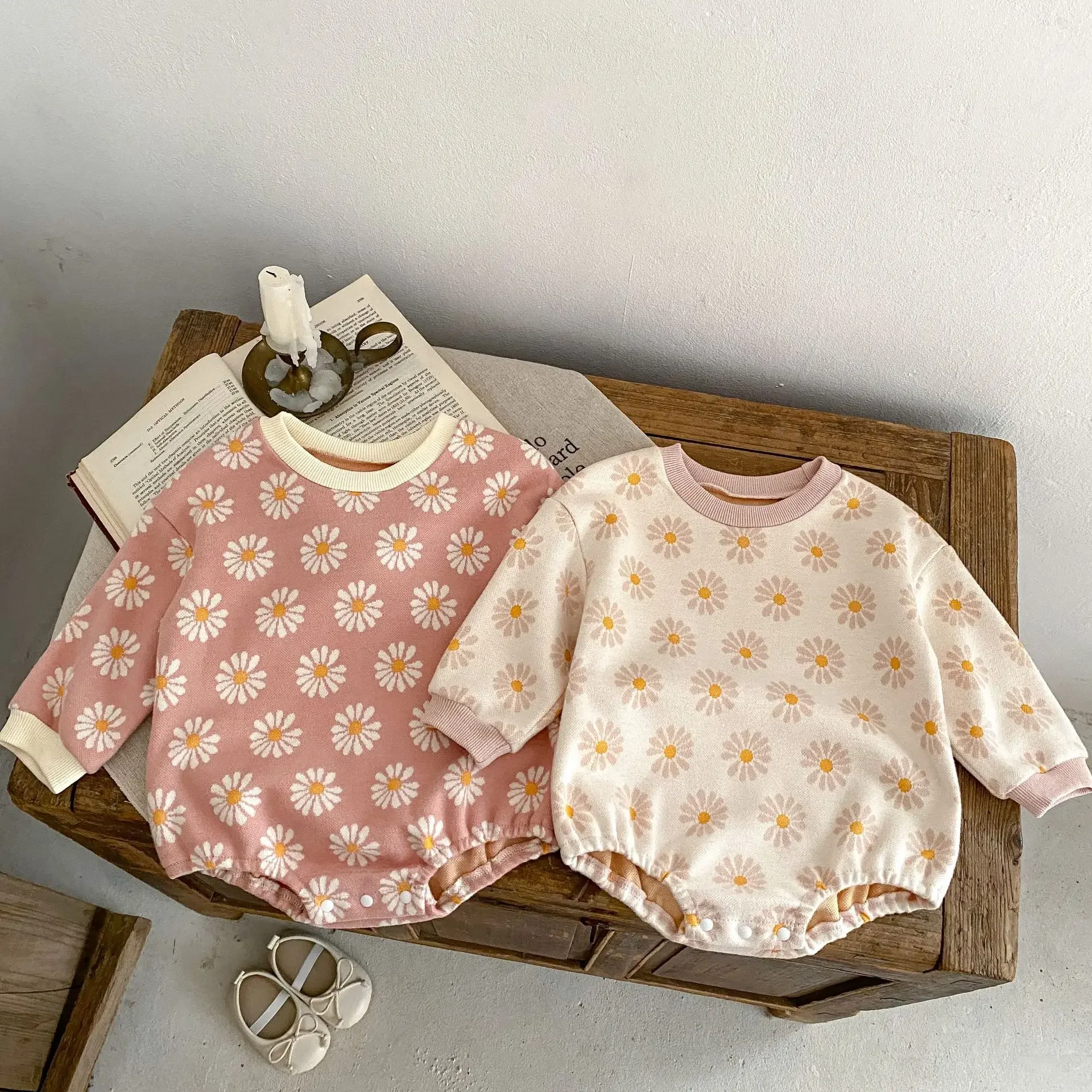 

Baby Clothes Fashion Fresh and Cute Jumpsuit 2024 Autumn New Korean Style Girl Baby Flower Print Long Sleeved Rompers