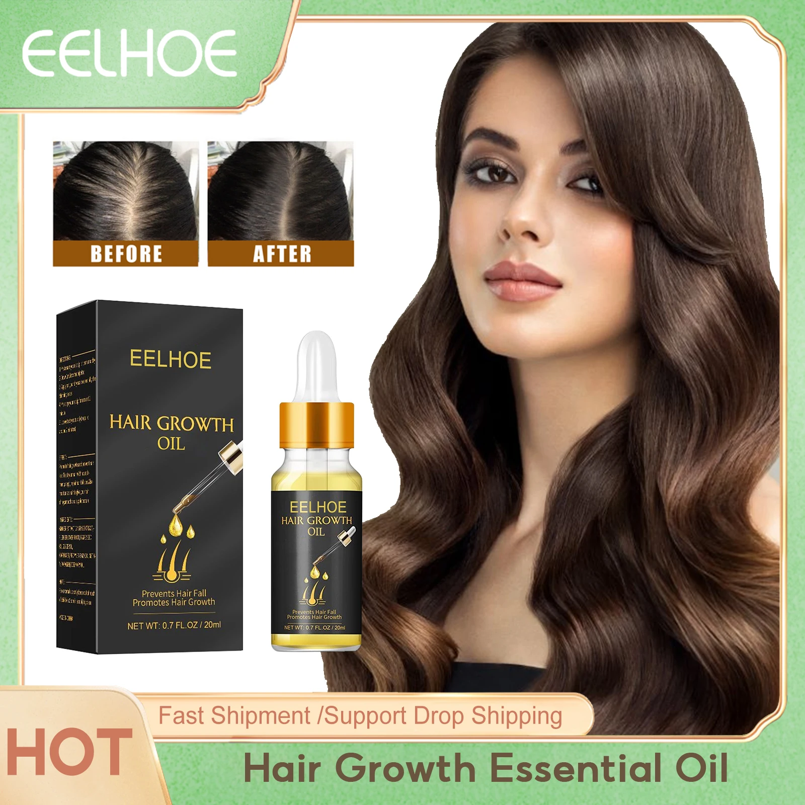 

EELHOE Hair Growth Essential Oil Anti Frizz Hair Loss Prevent Baldness Repair Treatment Serum Longer Thicker Smoothing Hair Care