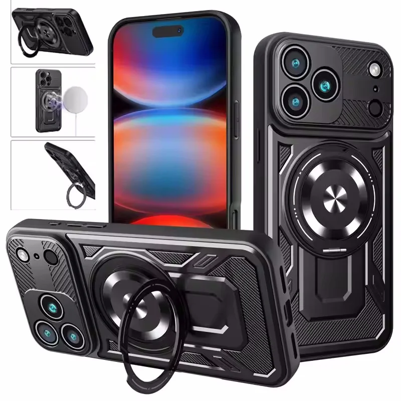 

For Magsafe Wireless Charging Stand Holder Cover For iphone 17 Pro Max iphone17 Air 5G Case Magnetic Ring Armor Phone Cases Capa