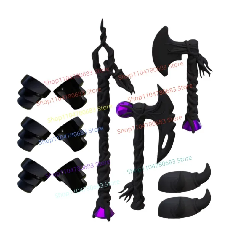 Bloc de construction MOC Ghost Tomahawk, sceptre, armure, accessoires, Mini figurine, modèle d'assemblage, ornements, Anime, jouets de rôle TV, cadeaux