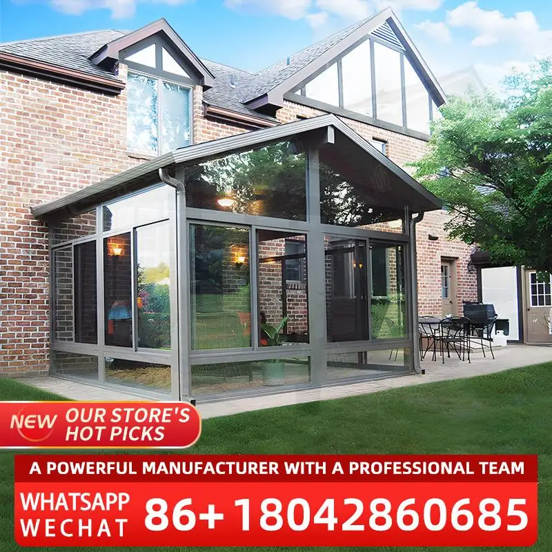 

Free Standing Aluminium Glass Well lit Energy efficient Sunroom Garden Veranda for Sale sunroom