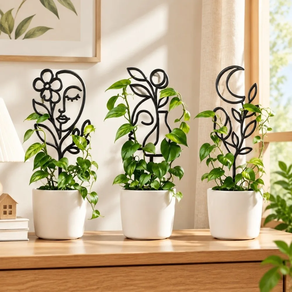 Hollow Out Character Silhouette Plant Stand Moon Bird Strong Load Bearing Plant Climbing Trellis Weather Resistance