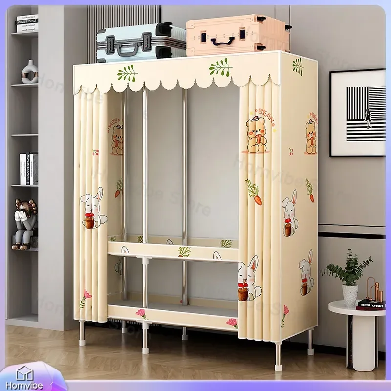 Heavy Duty Steel Frame Wardrobe Portable Cloth Closet Bedroom Storage Organizer Easy Assembly Hanging Shelves Durable Fabric