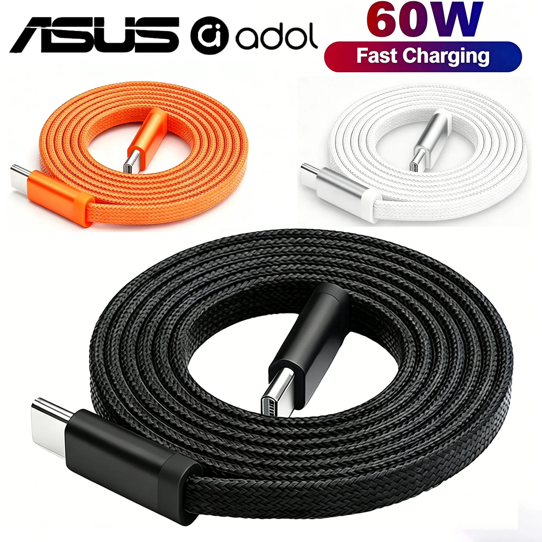 ASUS 60W PD USB C Magnetic Cable for iPhone 15 16 17 Fast Charger Cable For Macbook Laptop Type C Cord Wire For Samsung Xiaomi