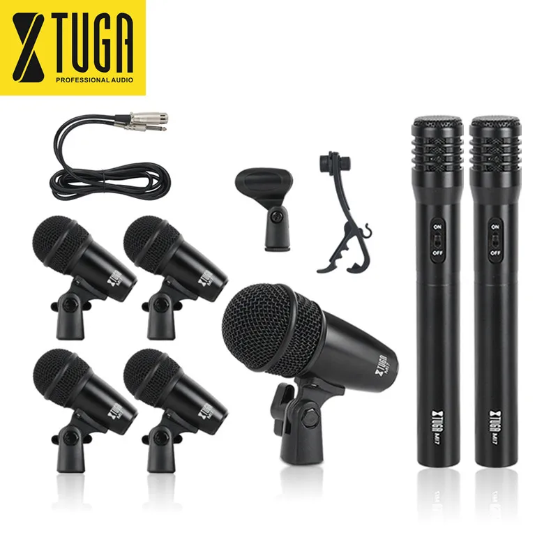 

China wholesale instrument drum mic drums microphone set kit with cables audio mixer