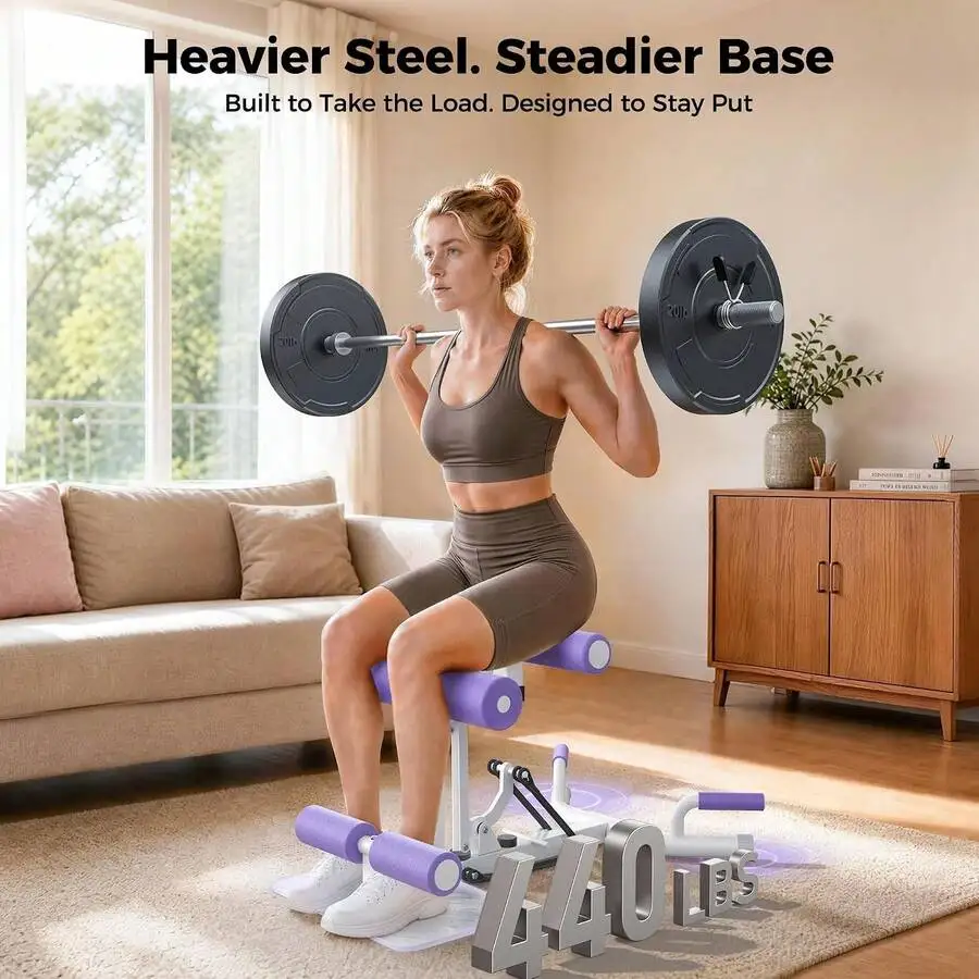 400LBS Adjustable Squat Trainer Machine For Women, Heavy Steel Stable Deep Squat & Glute Machine With Push Up Board, Low Impact