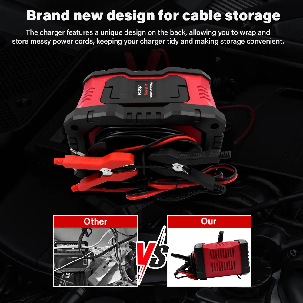 

New 20A/10A Car Motorcycle Battery Charger 12V/24V Smart Charger Lithium AGM GEL Lead-Acid LiFePO4 Battery Chargers