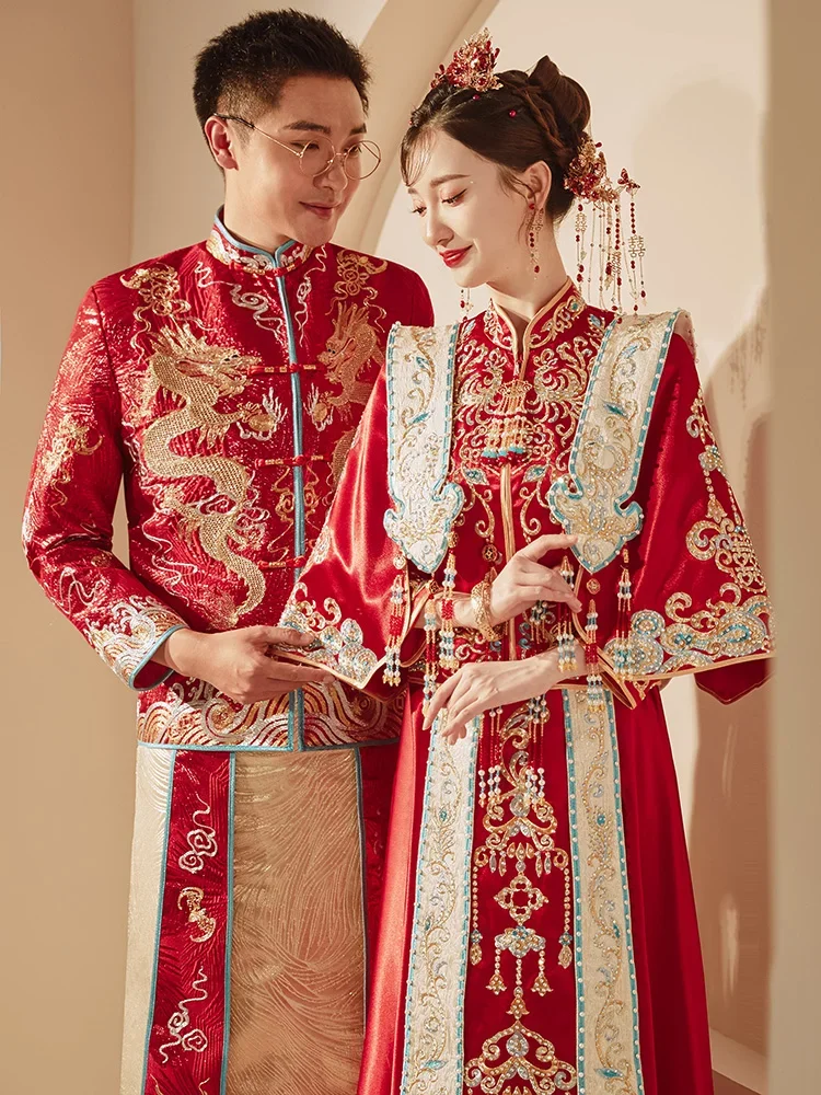 Robe de mariée Hanfu de la dynastie Ming pour hommes et femmes, mariage chinois en déclin, couple imbibé de Tang, Prairie Dangme