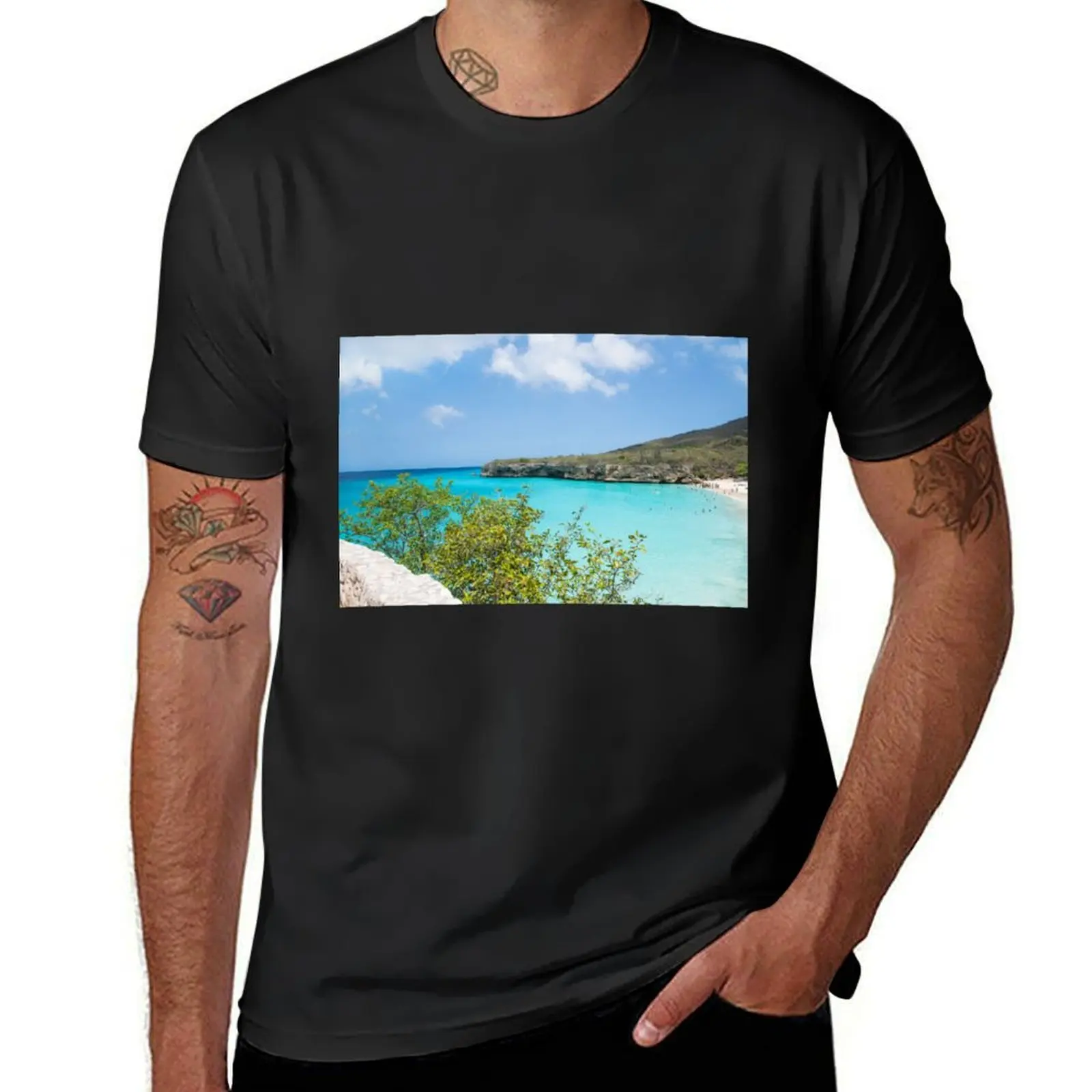 Beautiful Grote Knip Beach Curaco #1 #wall #art T-Shirt plain korean fashion designer t shirt men