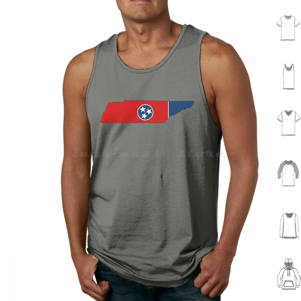 Tennessee Tri Star Flag State Tank Tops Vest Sleeveless Tennessee Tri Star Flag State Red White Blue Nashville Gsm