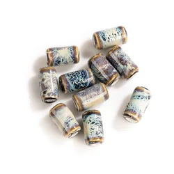 17#10pcs Small cylindrical Shape Ceramic Porcelain Pendant Jewelry Making Beads Handmade Materials For Bracelet Necklace  #XN190