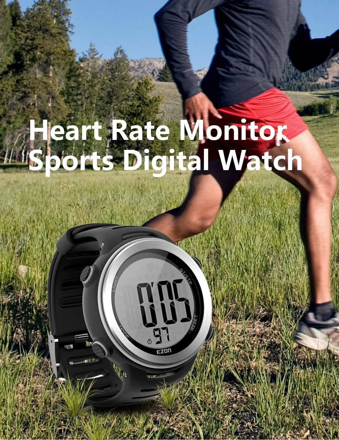 EZON T007  Heart Rate Monitor and Chest Strap, Exercise Heart Rate Monitor, Sports Watch with HRM, Waterproof, Stopwatch.