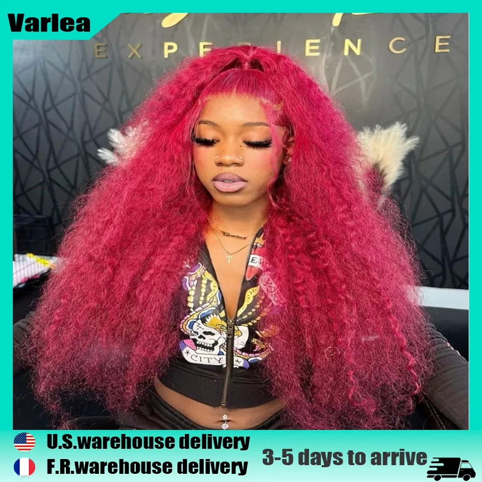 

Парик Varlea 13x4 HD Lace Burgundy 99J из натуральных волос, глубокая волна, женский, кудрявый, легко устанавливаемый, фронтальный парик, глубокая волна, бразильские парики