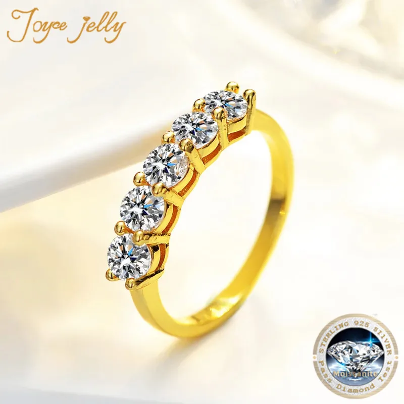 

JoyceJelly 4mm D Color VVS Moissanite Jewelry Total 1.5CT S925 Sterling Silver Ring For Women Pass Diamond Tester Wedding Bands