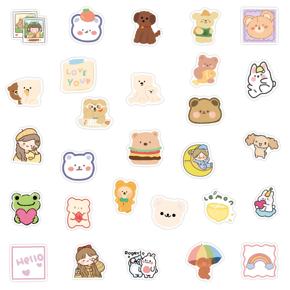 10/30/50/100 stücke Koreanische Bär Cartoon Aufkleber Kawaii Anime Nette Notebook Roller Wasser Tasse Kreative Geschenk Laptop Aufkleber Aufkleber