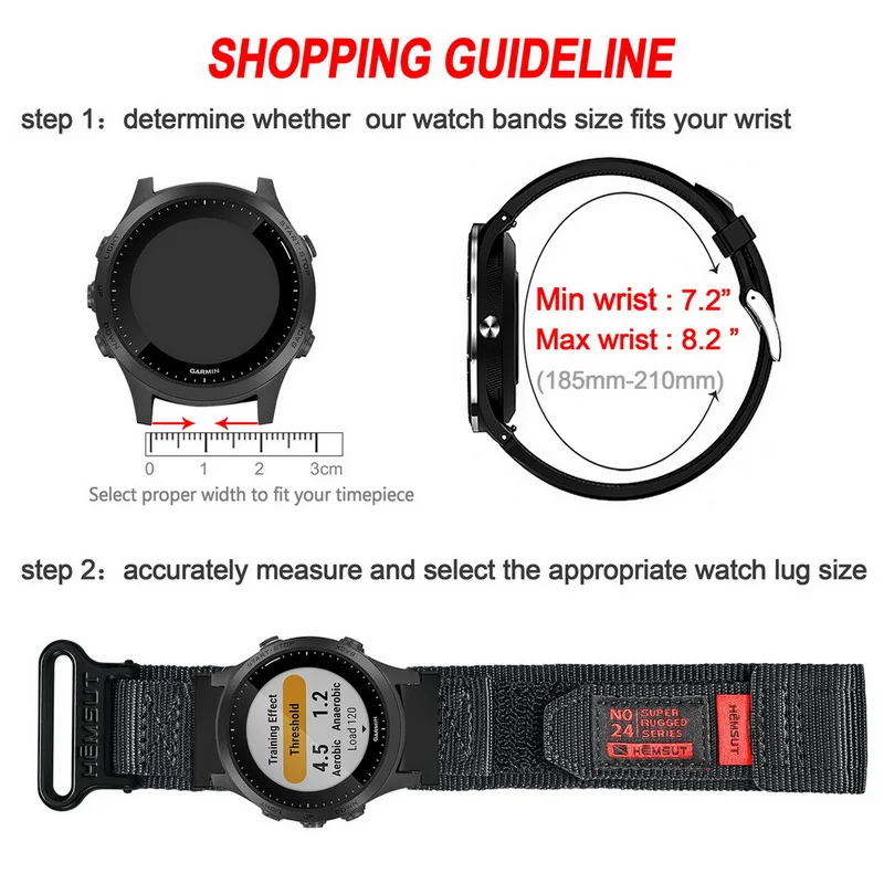 Imagem -06 - Hemsut Compatível com Garmin Forerunner 235 Pulseira de Relógio de Náilon Robusto Substituição Pulseira de Pulso para 220 230 235 620 630 735xt