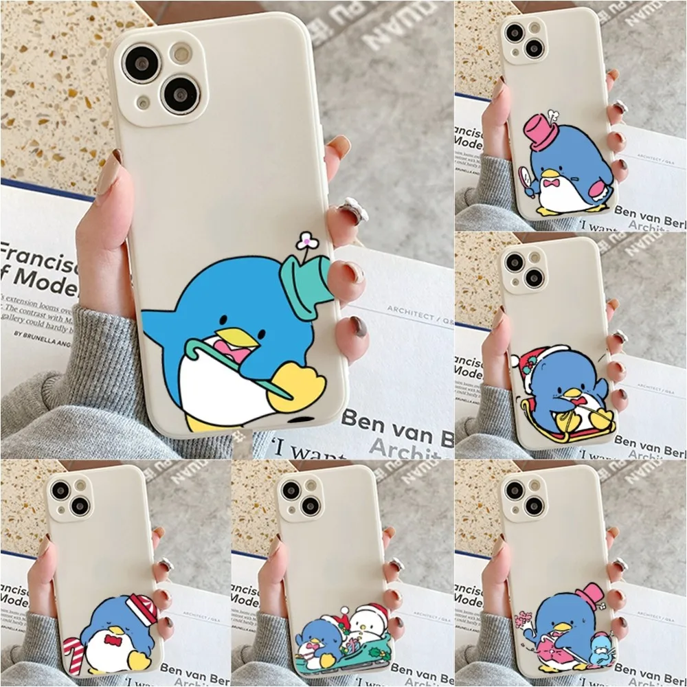 T-TuxedoSam Penguin Phone Case For Iphone 11 13 14 Pro Max X Xr Xs Max Se2020 12mini White Cover Case