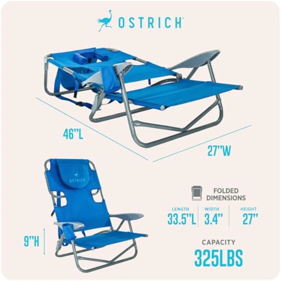 Heavy-Duty Backpacker Portable Outdoor Beach Chair: 600D Polyester, Navy Blue, Ultra-Lightweight Foldable with Carry Strap