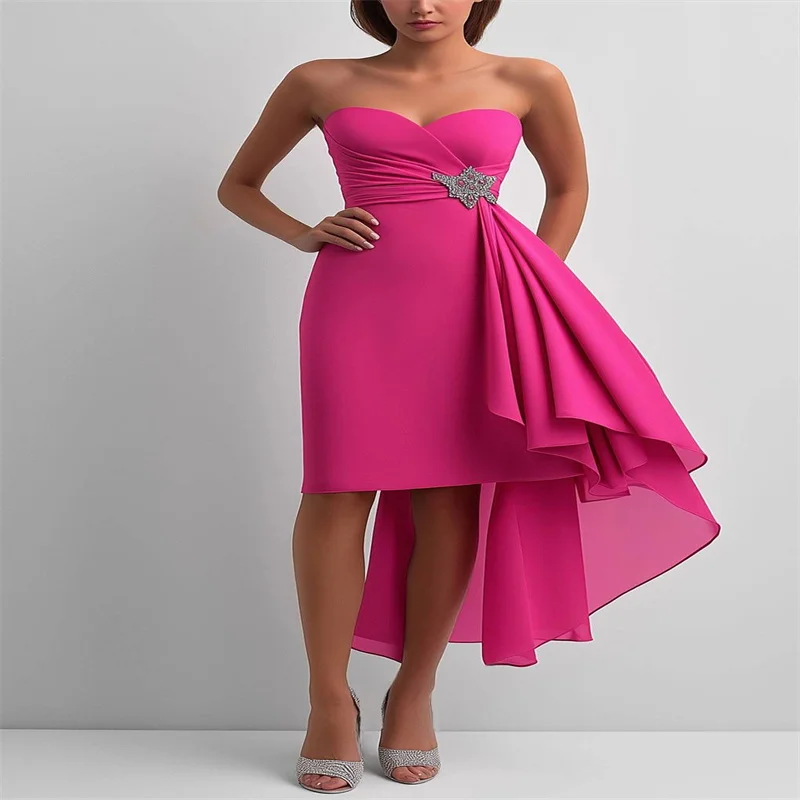 

Chiffon Short Dresses Strapless Cocktail Evening Dresses Elegant Women's Dresses Party Summer Dresses 2025 New ﻿ ﻿ ﻿