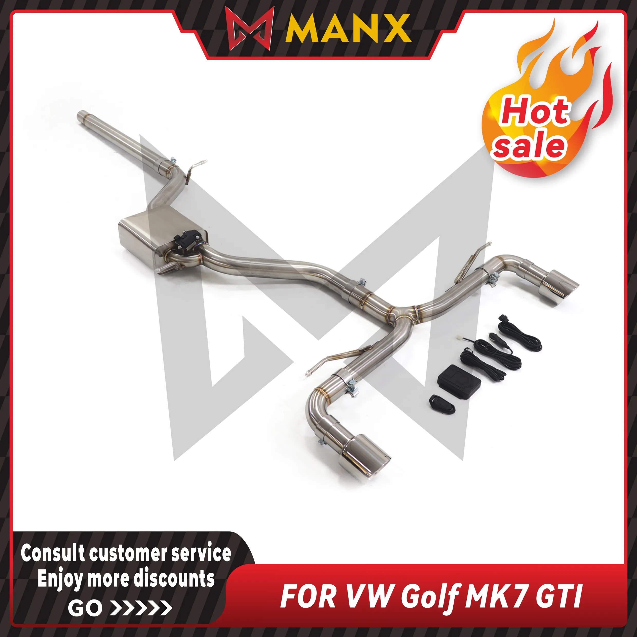 

MANX Car Exhaust system for VW Golf MK7 GTI Stainless steels Catback Performance exhaust pipe with remote control valve