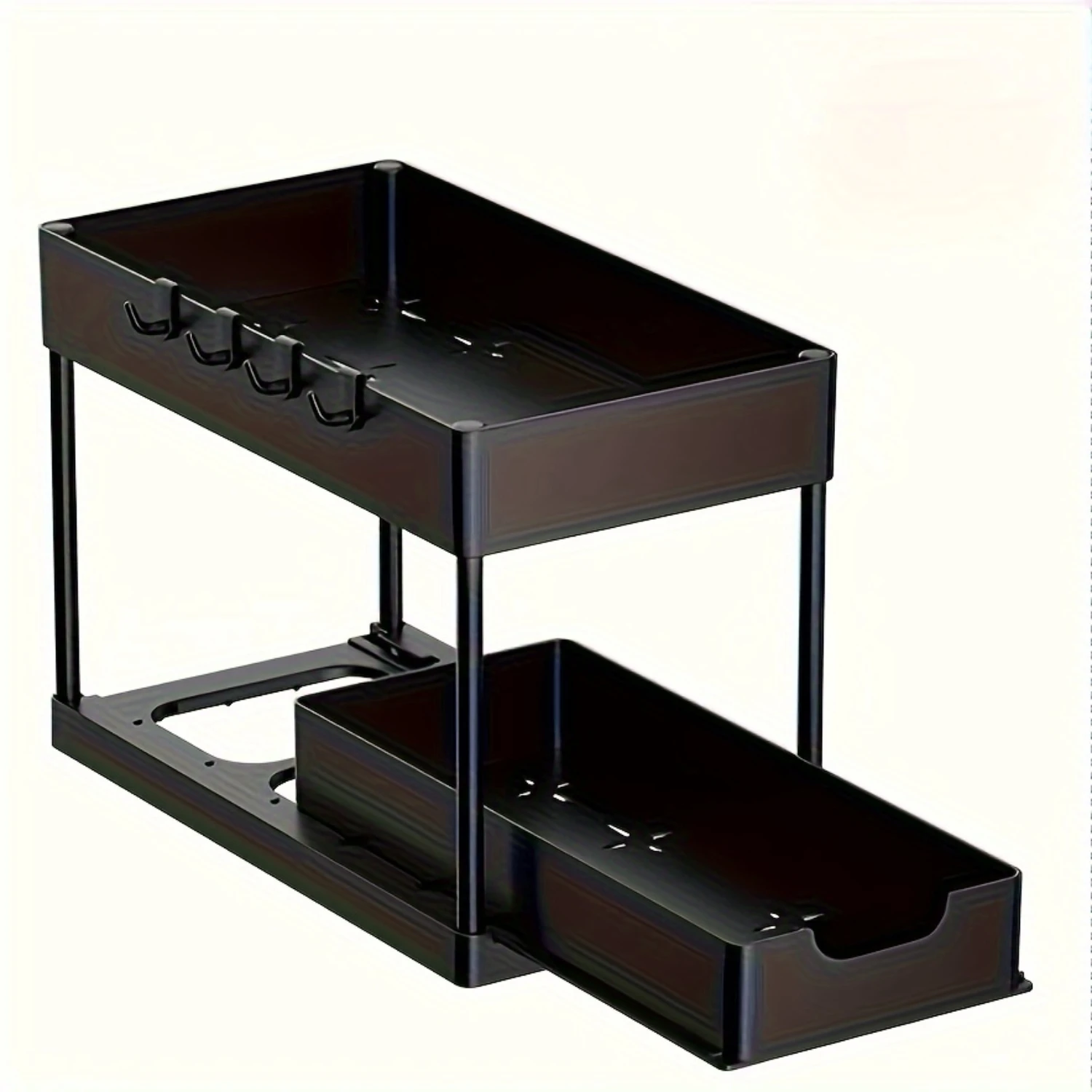 

Save Space with 1-Set 2-Layer Sliding Cabinet Basket Drawer Sink Unit for Bathroom Storage.