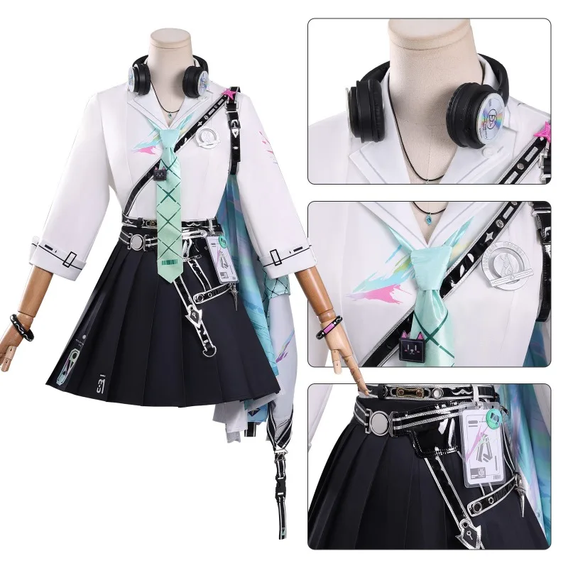 LYNAE Costume Game Wuthering Waves Cosplay White Shirt Coat Skirt Uniform JK with Accessories Full Set for Women Theme Party view 2