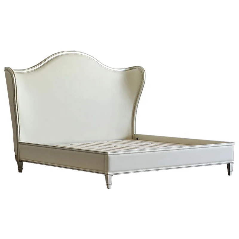 * American modern simple solid wood crown bed bedroom queen bed double bed