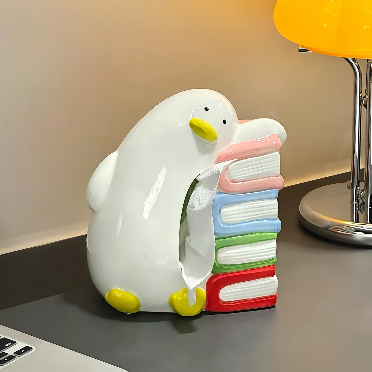 

Ins Cute Duck Ceramic Tissue Box Cartoon Paper Towel Holder Simulated Embossing Napkin Desktop Storage Organizers
