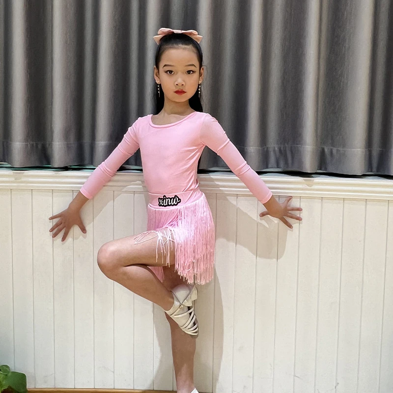 

Детская одежда для латинских танцев, танцевальная одежда, осенне-зимние новые юбки с бахромой, детская одежда для выступлений