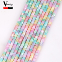 4x3mm Natural Macaron Colorful Shell Beads Cylindrical Spacer Beads For Jewelry Making DIY Bracelet Handmade 15‘’