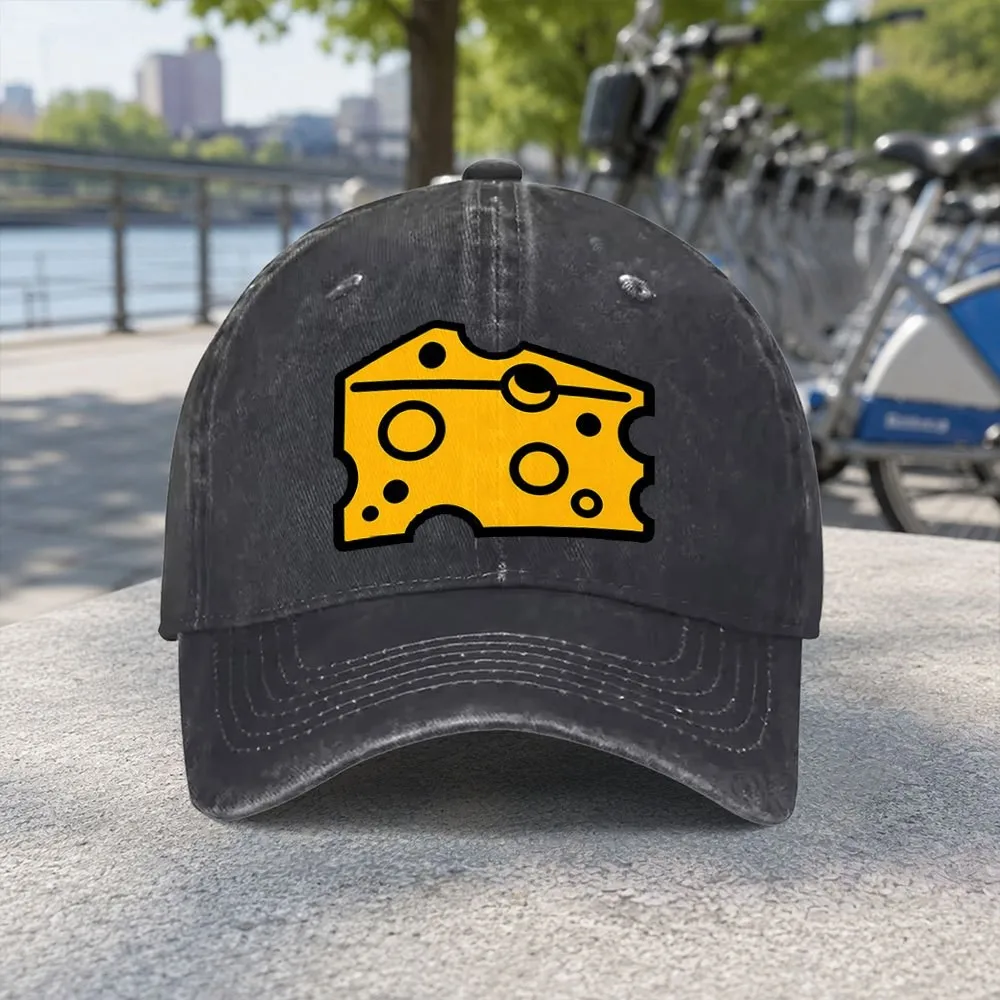 Unisex Cheese Cartoon Pattern Washed Baseball Cap Female Cowboy Sun Hats Hip Hop Mens Snapback Cap